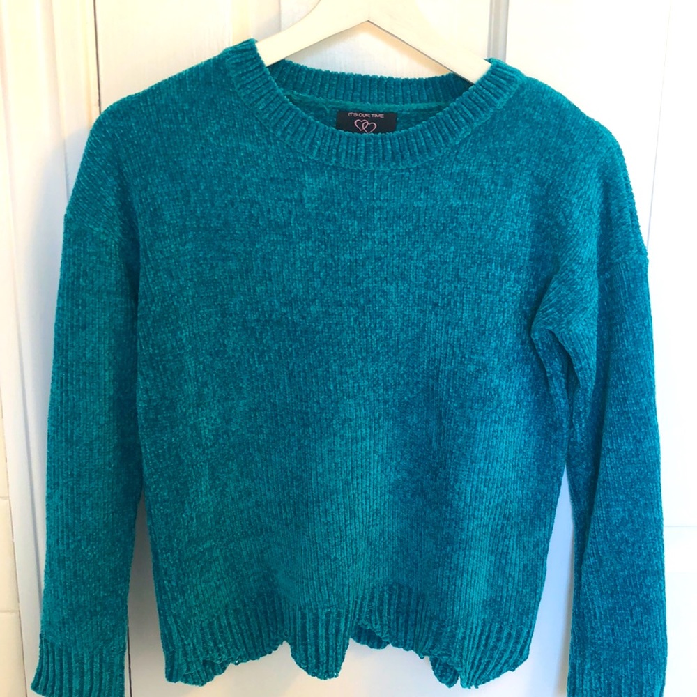 Turquoise chenille sweater